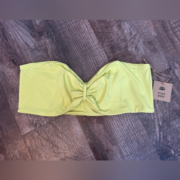 Free People x Toast Swim Signature Cinch Bandeau Bikini Top Size XL Daiquiri - Picture 1 of 5